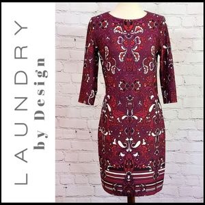 NWT LAUNDRY BY DESIGN Sheath Dress 3/4 Sleeves, 6